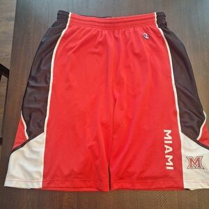Champion Red and Black Athletic Shorts with Miami Logo